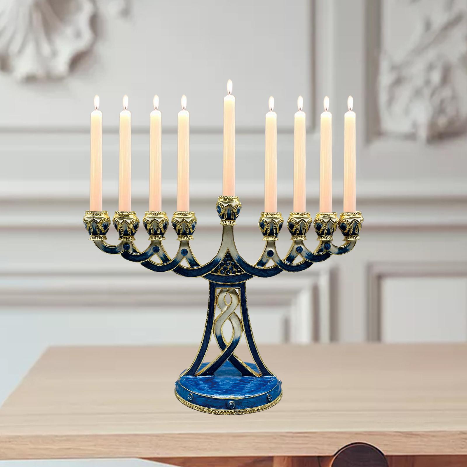 Candle Holder Decor - Menorá Esmaltada Antiga de 9 Braços