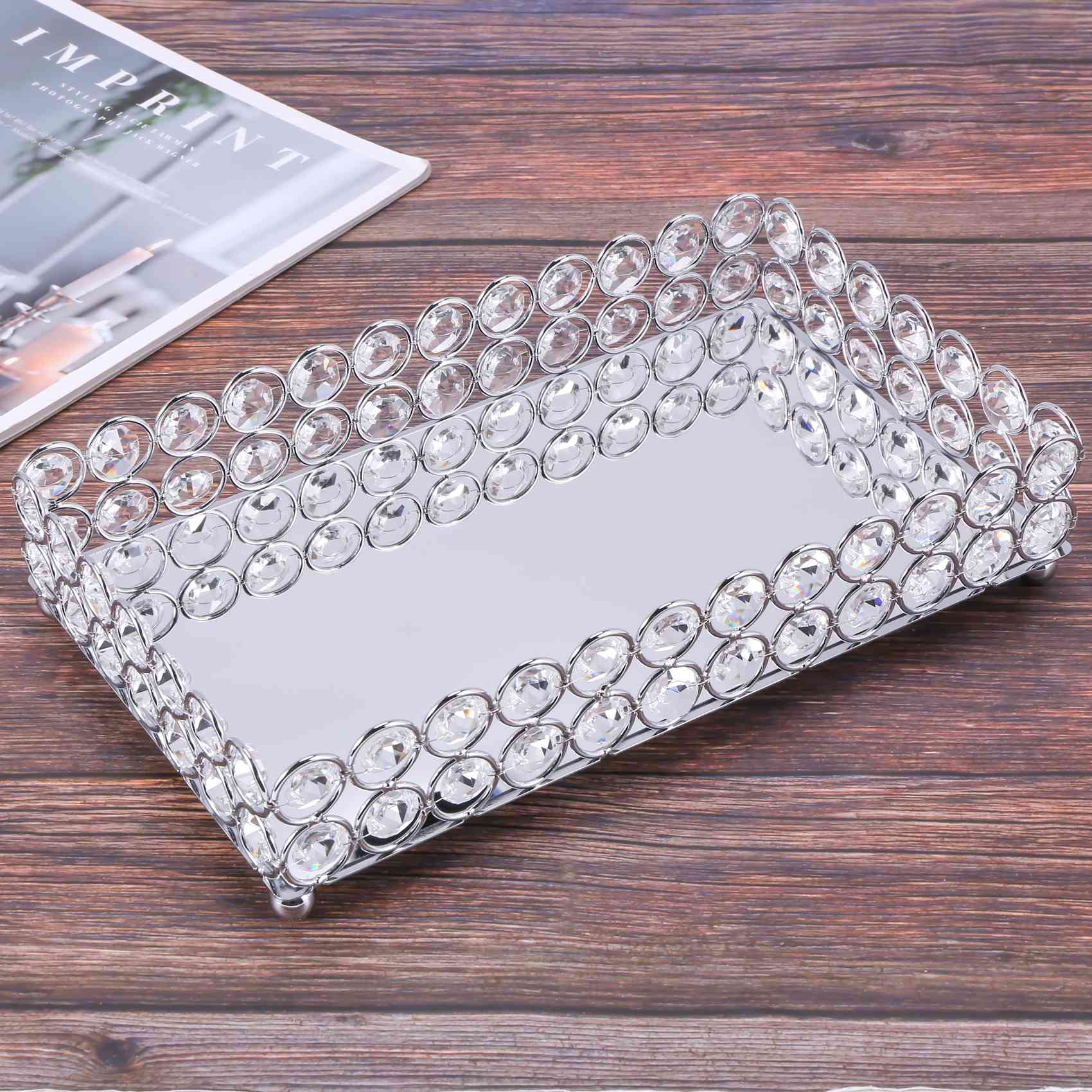 Bandeja retangular de cristal  - Decorative Mirror avaliação e preço