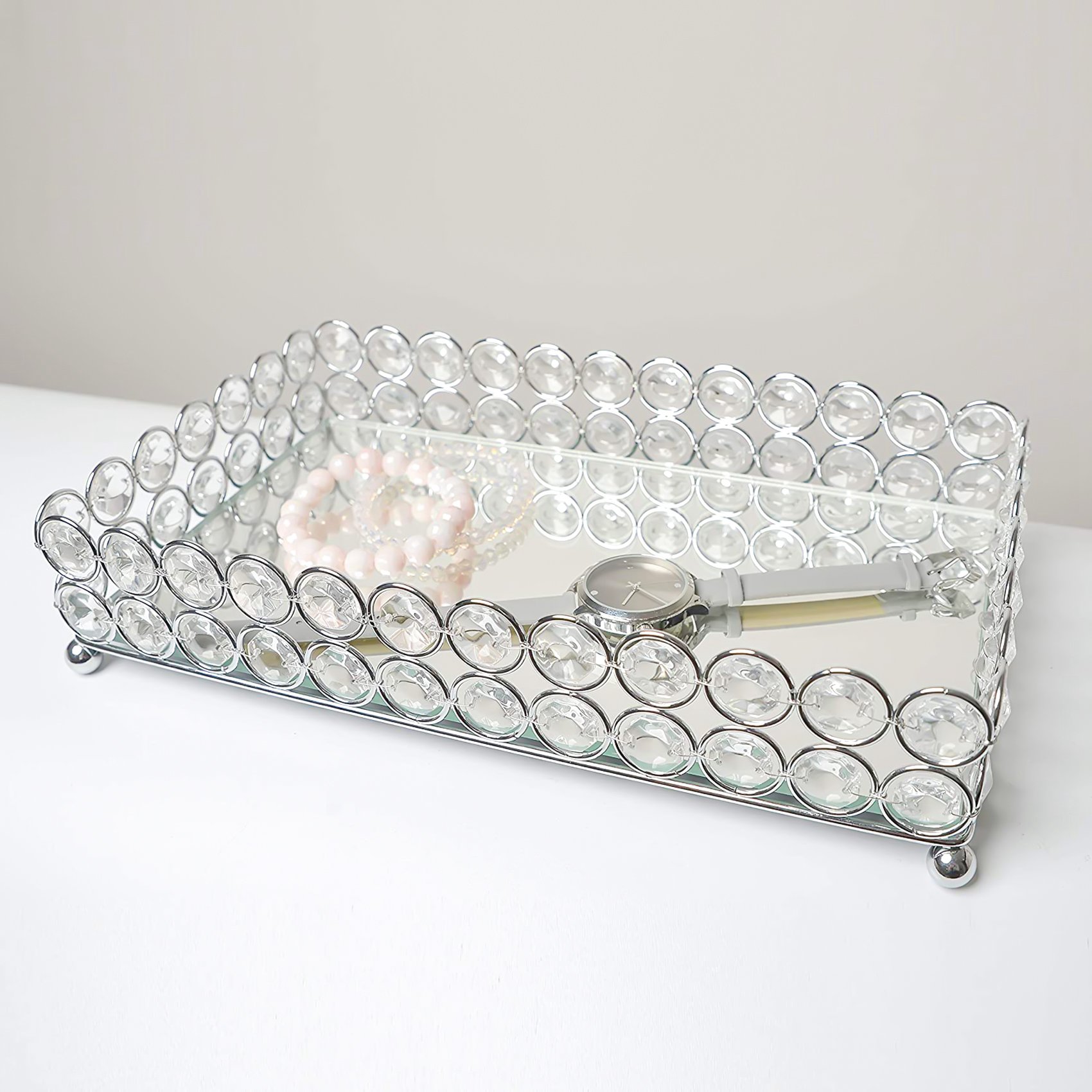 Bandeja retangular de cristal  - Decorative Mirror avaliação e preço